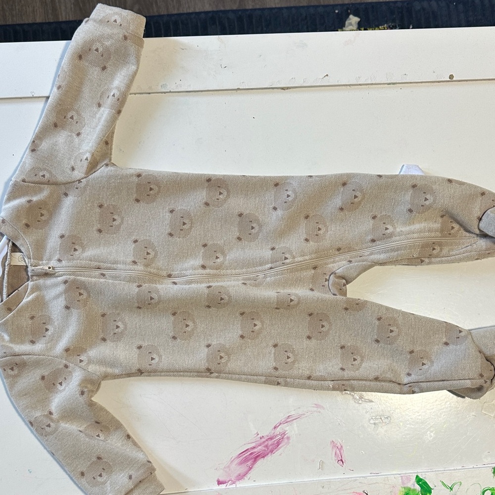 Cozy Beige Bear Print Kids Pajamas